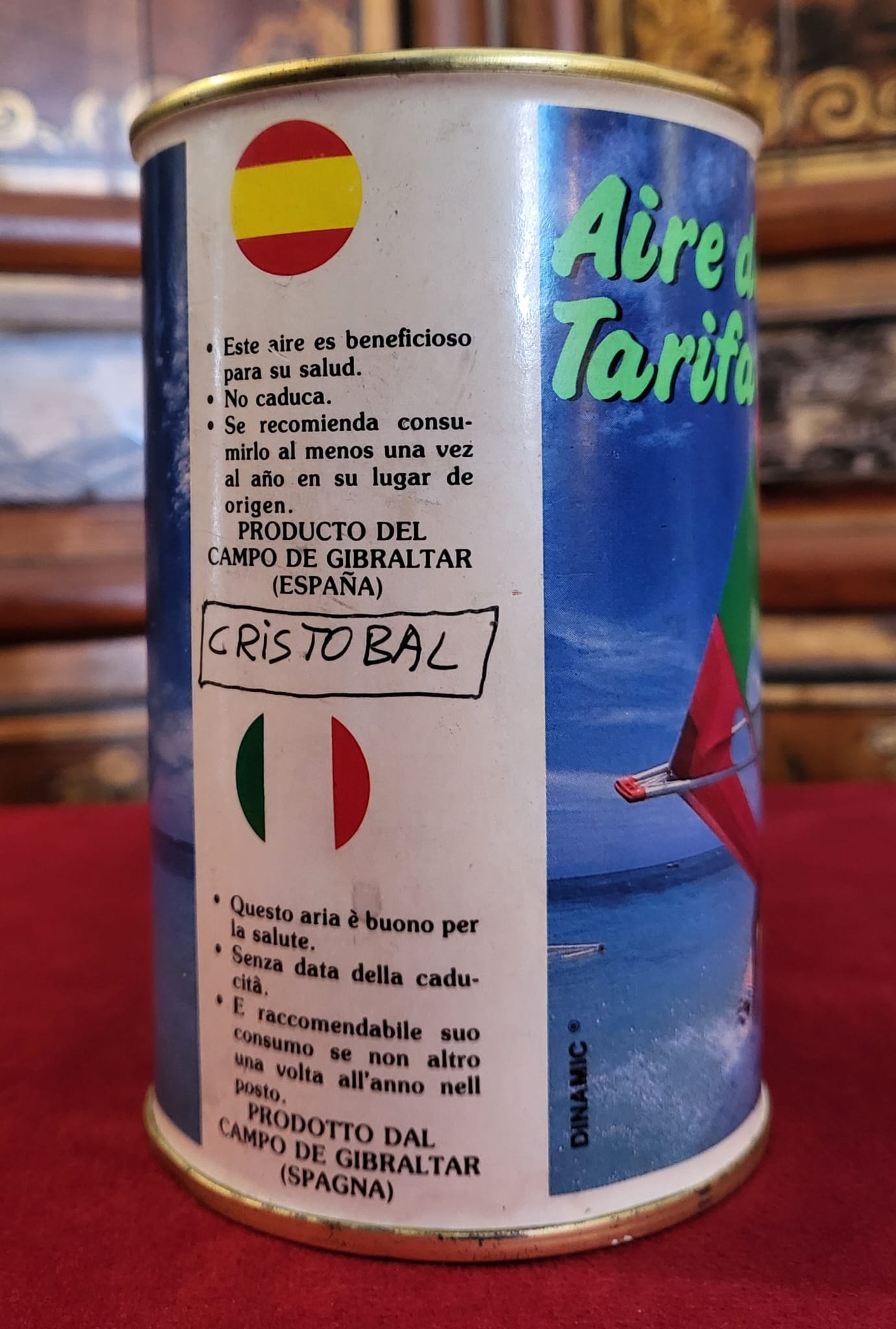 Vintage “Aire de Tarifa” Souvenir Can