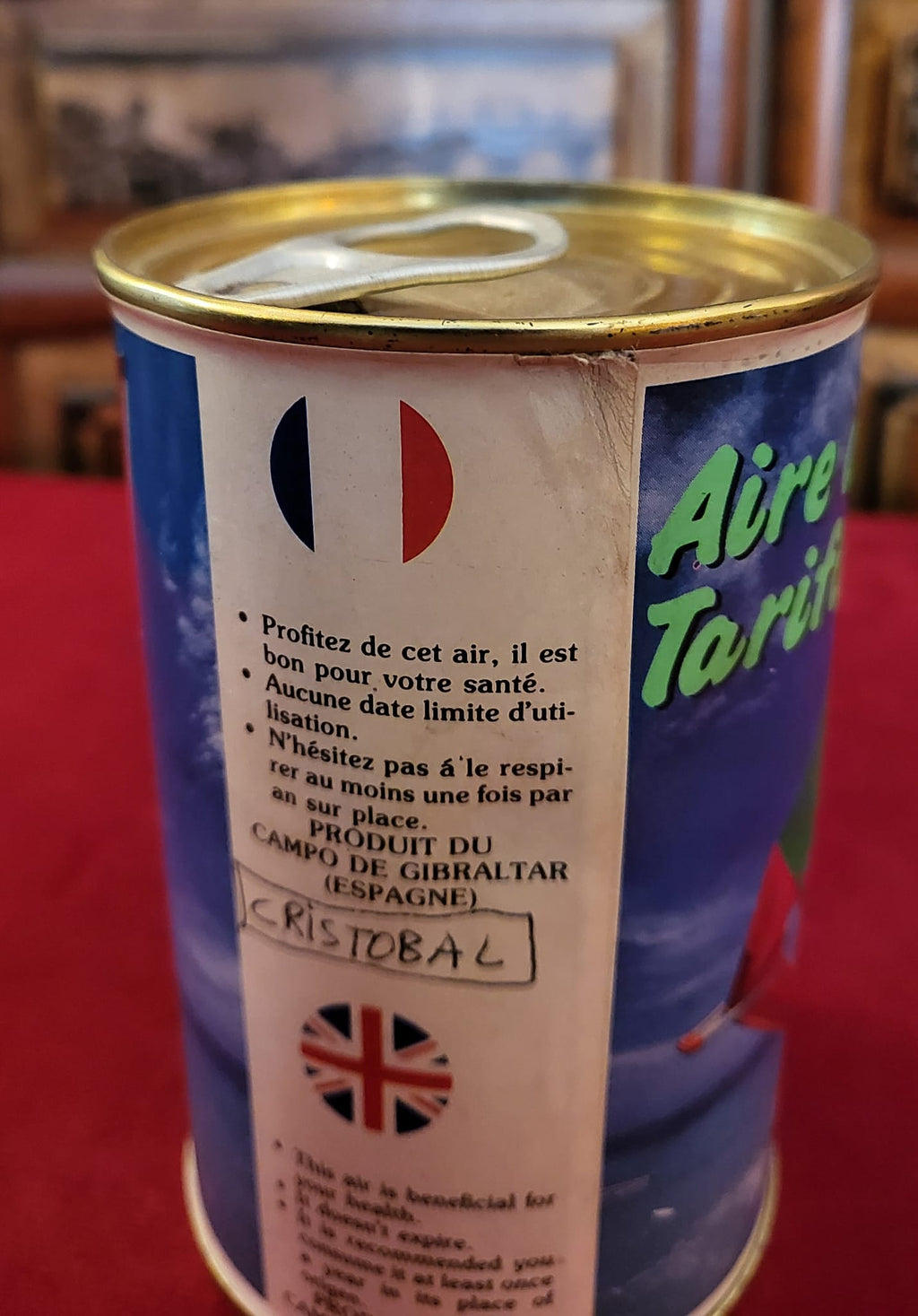 Vintage “Aire de Tarifa” Souvenir Can