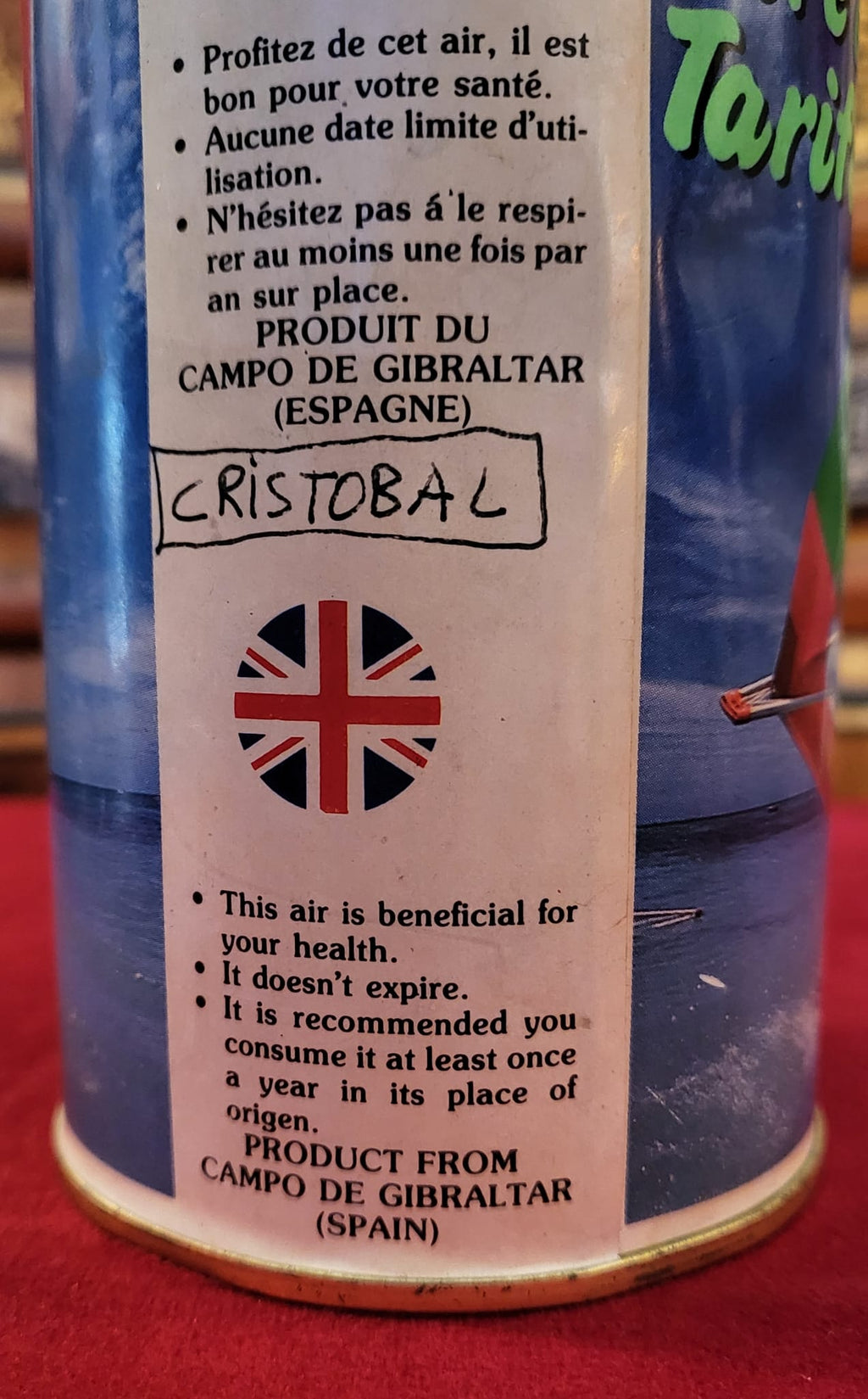 Vintage “Aire de Tarifa” Souvenir Can